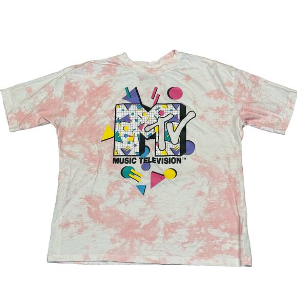 MTV Tops - MTV Pink Tie Dye 90's style Tshirt Juniors L 10-12